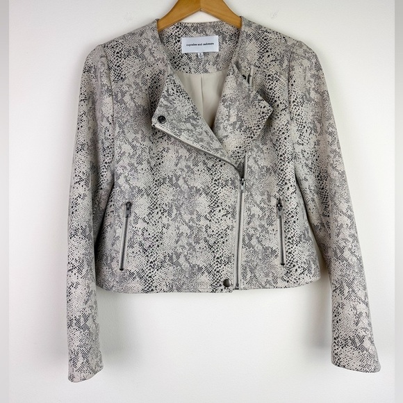 Cupcakes and Cashmere Snake Print Faux Suede Moto Jacket - Picture 8 of 11